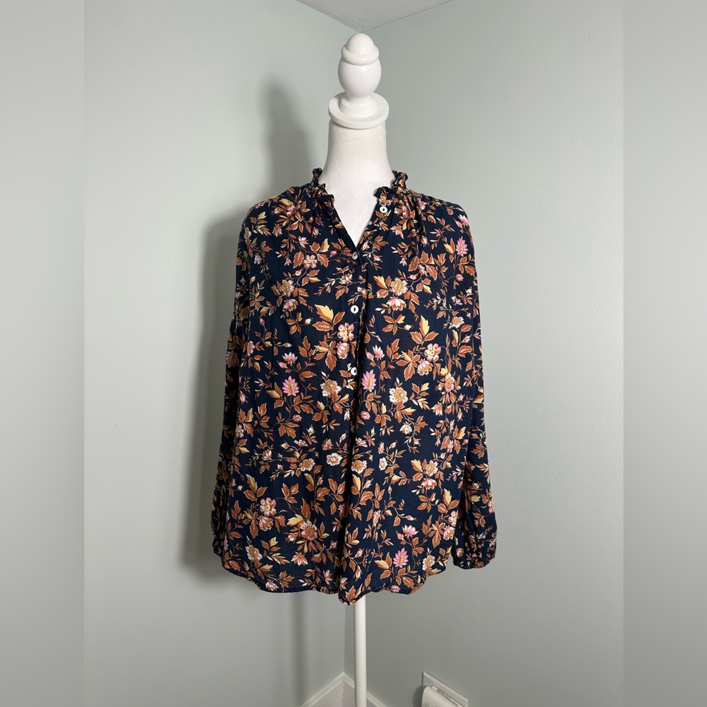 Milly New York Cotton  Floral Print Button Up  Blouse Size  XL - Picture 3 of 15